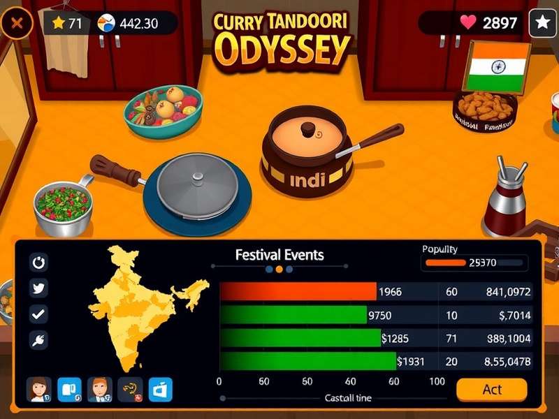 Curry Tandoori Odyssey gameplay screenshot showing Indian kitchen